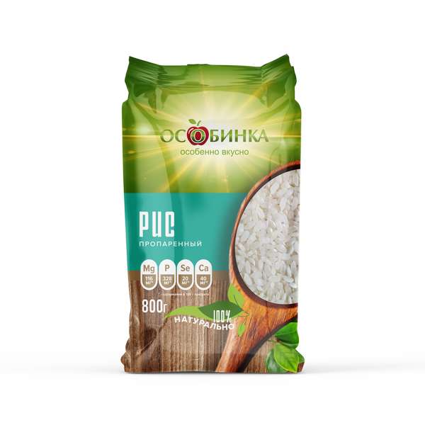 Упаковка Рис пропаренный - аренда торгового знака Особинка